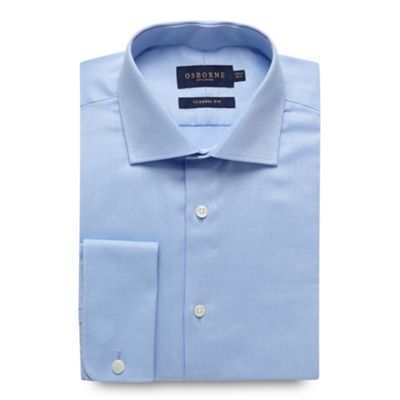 Osborne Blue regular fit plain oxford shirt